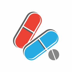 Clean Pharmaceutical Logo with Geometric Pill Design in Vector Style.