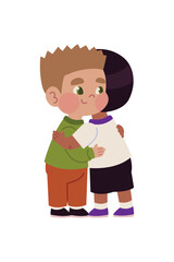 happy boys characters hugging