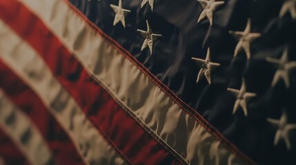 The flag of the United States on a dark background with a text space