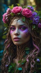 portrait of a girl with a wreath of flowers