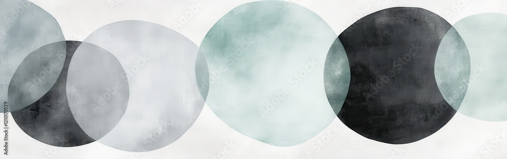 Aufkleber mint and monochrome smooth pencil strokes create a calming abstract design as a centerpiece for mode