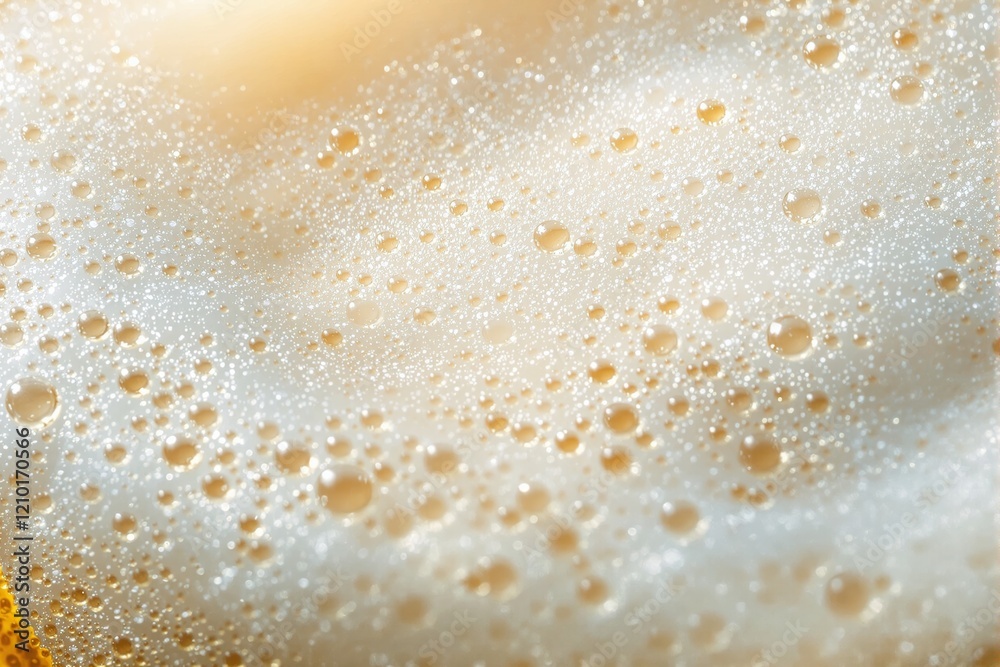 Poster abstract image of light golden liquid bubbles on a pale background.