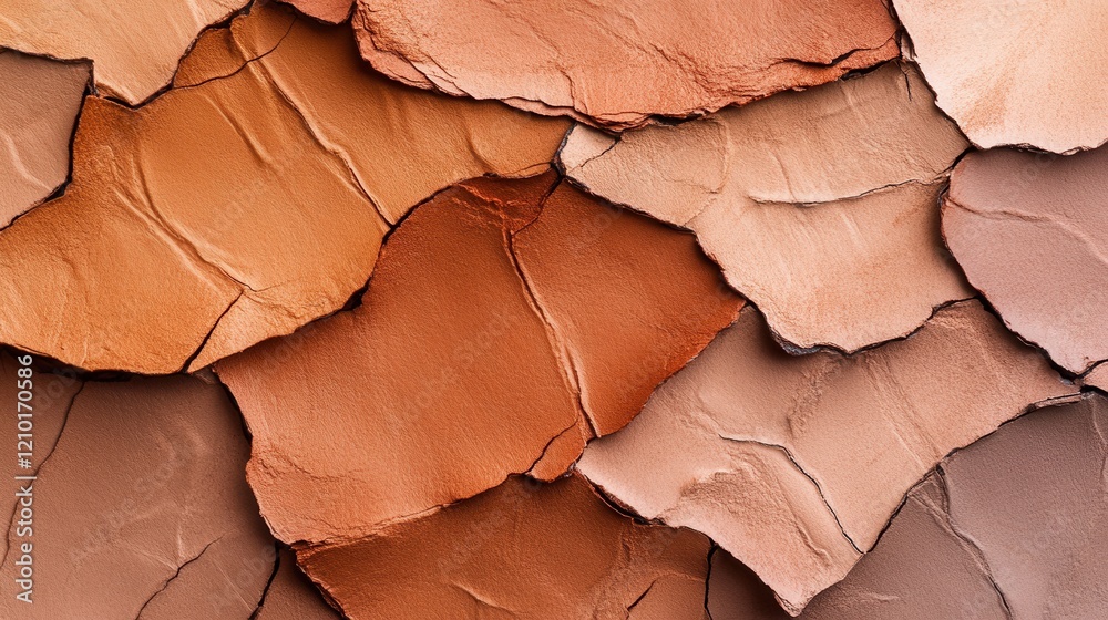 Poster Smooth pencil strokes create intricate patches of torn amber in vibrant earth tones on a textured surface