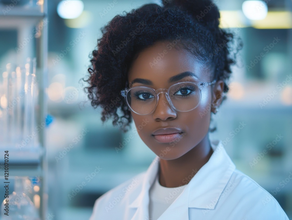 Aufkleber portrait of a scientist working in a laboratory surrounded by glassware and equipment during a resea