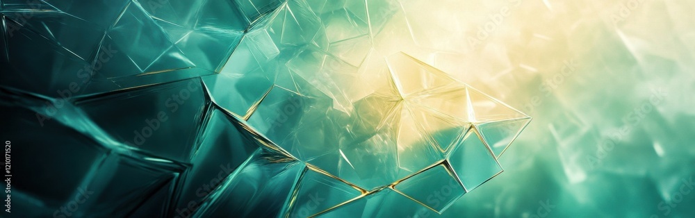 Poster Modern abstract design featuring translucent geometric shapes with light reflections and subtle color gradients showcasing intricate details