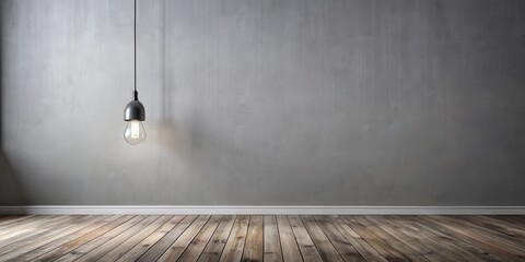Empty Room Interior Design with Pendant Light and Wood Floor