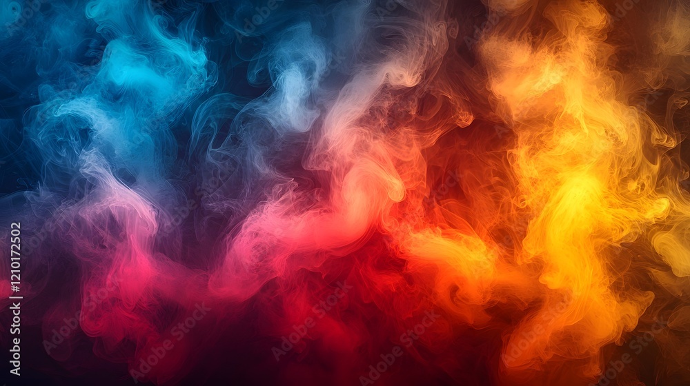 Aufkleber dramatic and atmospheric abstract background featuring swirling colorful smoke and fog in vivid shad