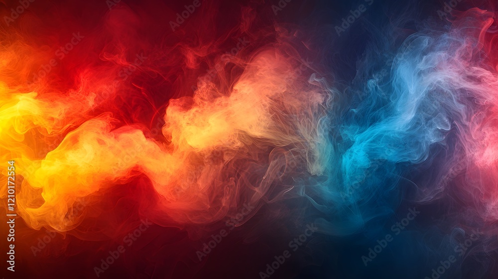 Leinwandbilder dramatic and cinematic background with swirling flowing smoke and fog in a vibrant color palette of 