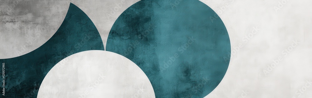 Poster minimalist design showcasing overlapping circles in cool tones on a muted background for modern deco