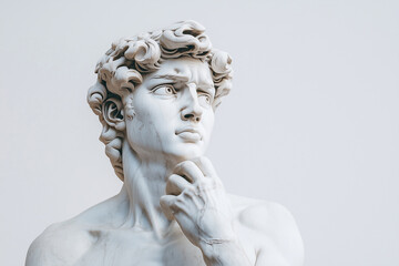 portrait of a marble statue on a simple light background