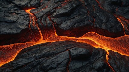 Lava Wallpaper with Fire Orange and Matte Black Colors
