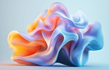 Obraz premium Abstract Fluid Sculpture: Pastel Hues and Swirling Lines