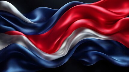 Vibrant Flowing Abstract Design of a Red White and Blue Flag with Elegant Silk Like Texture and Dynamic Movement