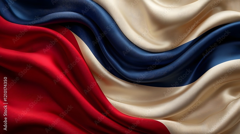 Aufkleber vibrant red white and blue abstract flag design with a silk texture gently flowing in an elegant and