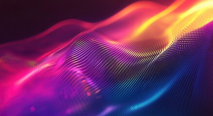 Obraz premium Abstract Colorful Wave: Vibrant Hues and Glowing Particle Art