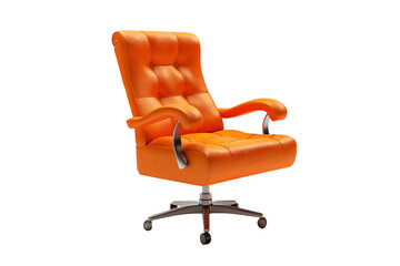 Modern swivel office chair with rolling wheels isolated on transparent background