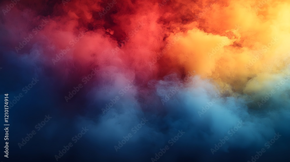 Aufkleber dramatic and cinematic background featuring swirling fog and smoke in vivid shades of red orange yel
