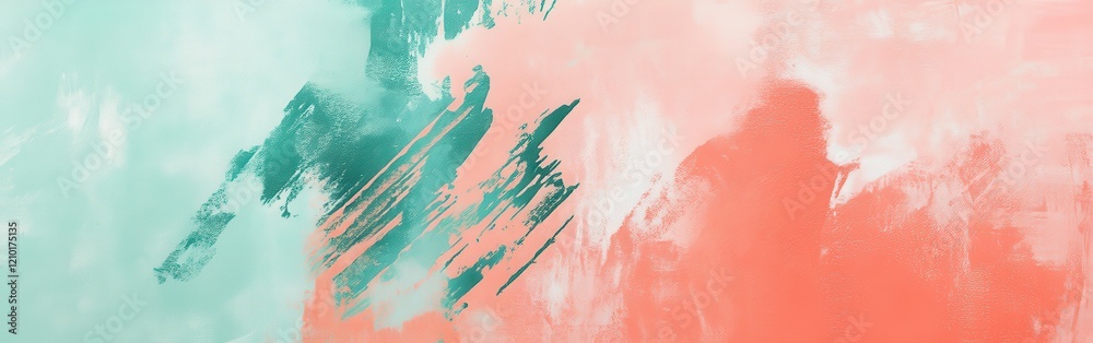 Aufkleber elegant coral and mint uneven blotches creating a vibrant and abstract wall art effect in modern int