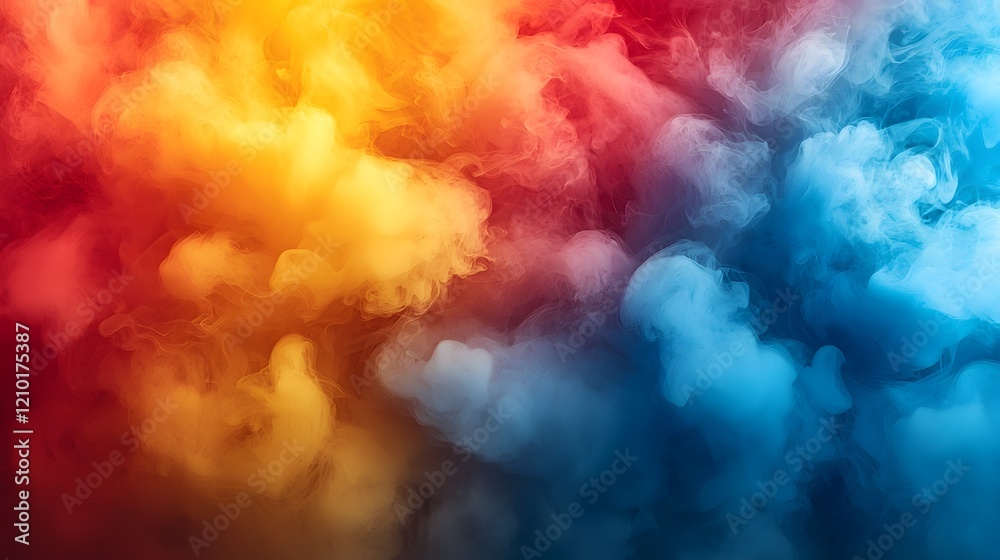 Aufkleber cinematic smoke and fog swirling in a vibrant abstract background with captivating shades of red yel