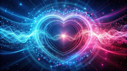 Heartbeat particles in a swirling vortex of pink and blue light, swirl, pulsing,  swirl, pulsing, abstract, particles, cosmic
