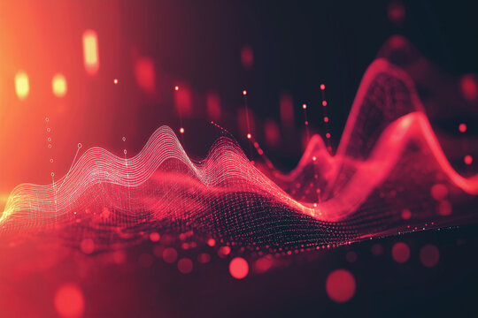 Abstract red data visualization with graphic element