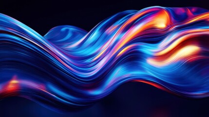 Liquid Light: Abstract Blue and Gold Swirling Waves