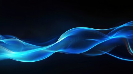 Serene Blue Wave Abstract: A Glowing, Ethereal Digital Artwork
