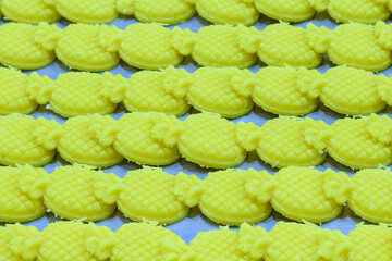 The group of pine apple shape soy bean cookie.
