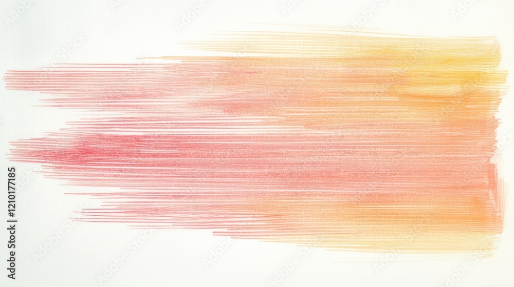 Poster abstract composition of pencil strokes in coral hues and soft gradients blending seamlessly together