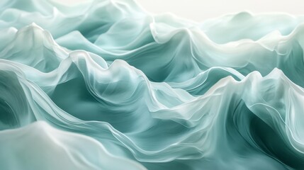 Obraz premium Abstract Teal Silk Draped Waves Flowing Softly