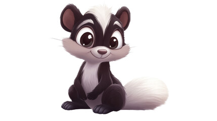 Fototapeta premium Sitting cartoon skunk with big cute eyes