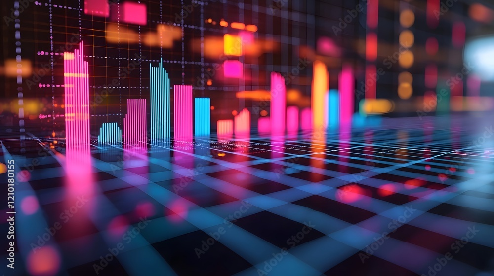Poster Vibrant Data Visualization with Dynamic Geometric Shapes and Colorful Charts for Professional Presentations Infographics and Digital Displays