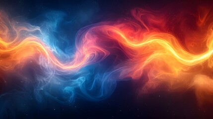 Vivid swirling fog and smoke in a bold and cinematic abstract background showcasing a mesmerizing blend of red orange yellow and blue hues that create a powerful and dynamic visual experience