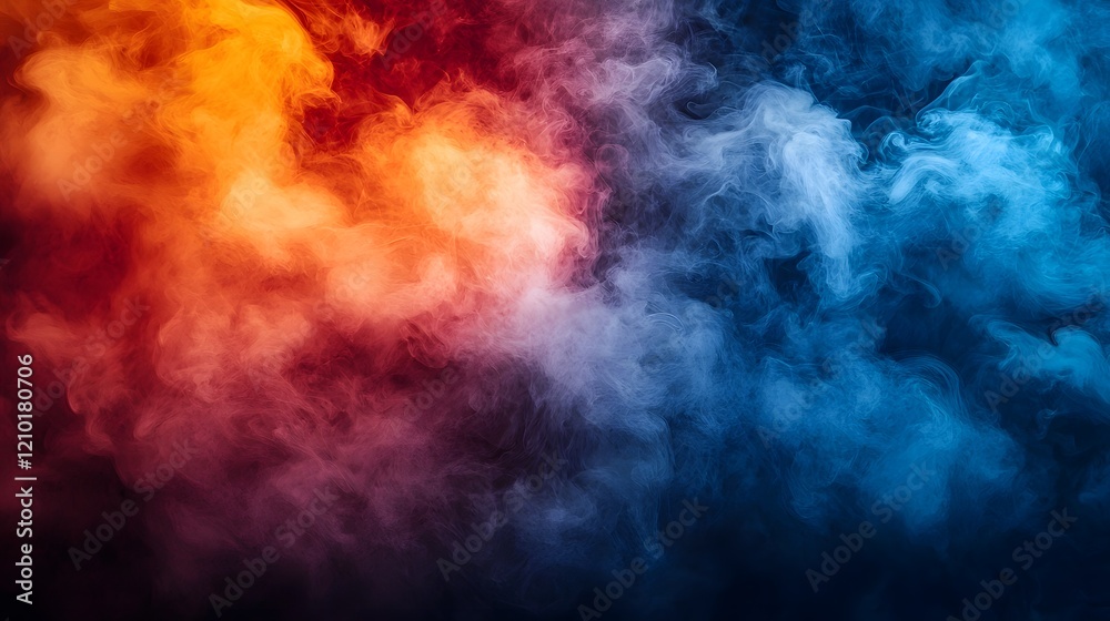 Aufkleber atmospheric cinematic fog and smoke swirling in rich red yellow orange and blue colors creating a dr