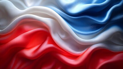 Obraz premium Soft and elegant abstract flag with a silk like texture highlighted in vibrant red white and blue tones gently waving and flowing in the wind to create a dynamic patriotic