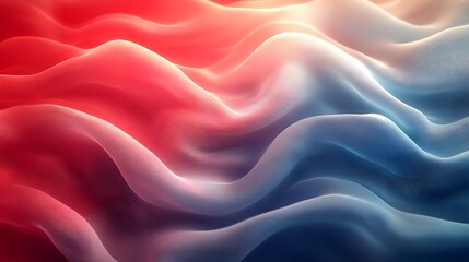 Fototapeta premium Soft elegant and flowing abstract flag design with a luxurious silk like texture gently waving in the wind and highlighting vibrant red white and blue color tones