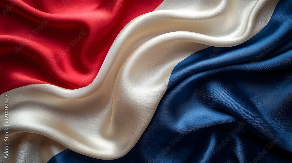 Aufkleber Elegant silk textured abstract flag in bold red white and blue hues appearing to flow naturally in the wind creating a captivating and dynamic visual effect