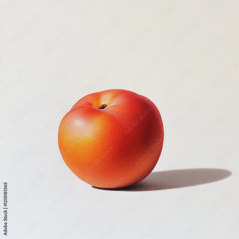 Poster ripe nectarine showcasing its smooth skin illuminated by soft light on a plain background