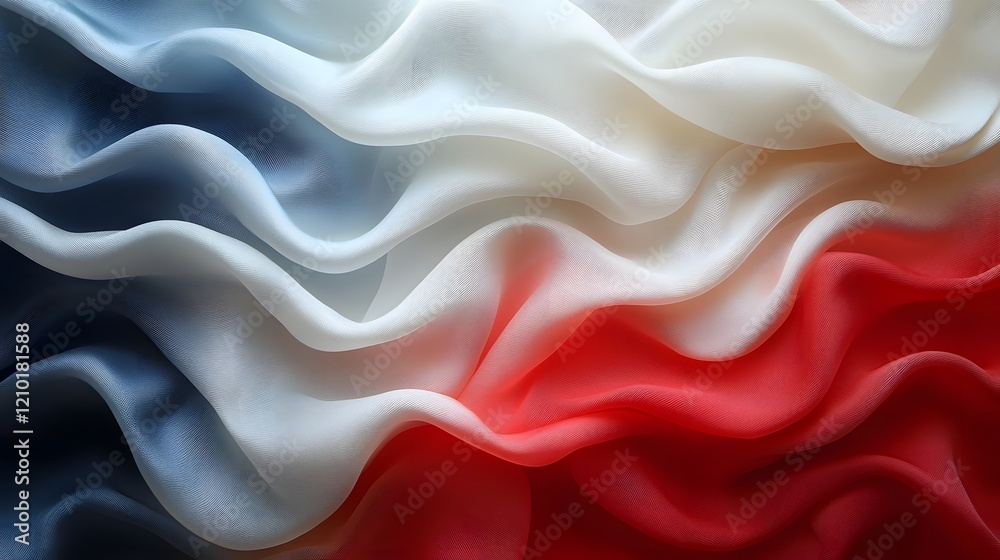 Poster Elegant abstract background with a soft silk like texture in patriotic red white and blue tones gently waving for a effect  Perfect for use in branding web design or abstract art projects