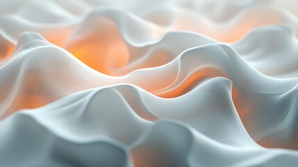 Fototapeta premium Abstract White Waves with Orange Glow