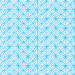 Blue geometric pattern with intricate design elements across a smooth surface