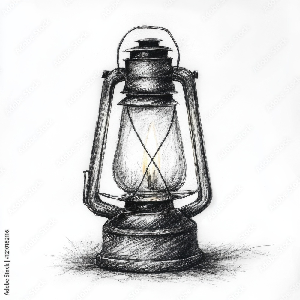 Poster rustic lantern with flickering flame adds warmth to a cozy evening in a charming old cabin setting