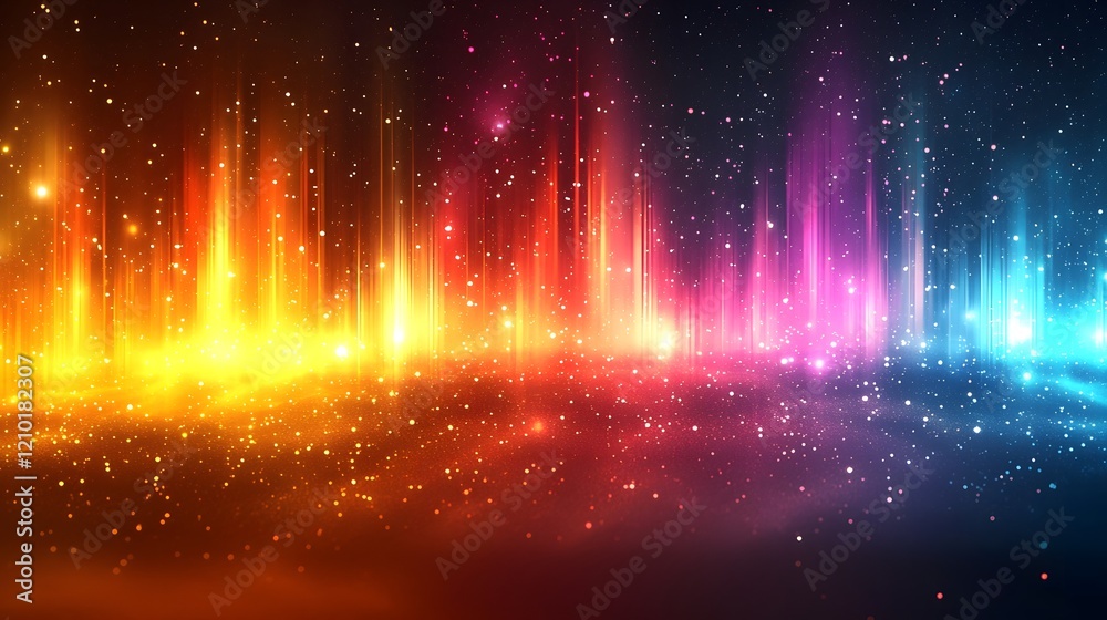 Aufkleber Mesmerizing Dynamic Abstract Background with Glowing Vibrant Light Stripes in Gradient Colors of Orange Black and Other Vivid Hues Creating an Otherworldly Futuristic and Captivating Atmosphere