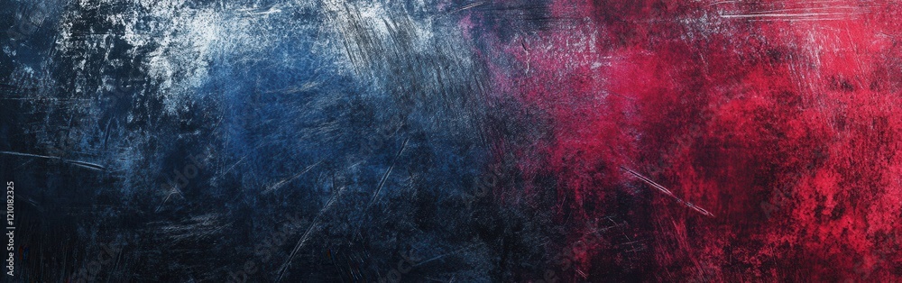 Poster Scratched metallic background with vibrant colors creating an abstract texture suitable for modern design
