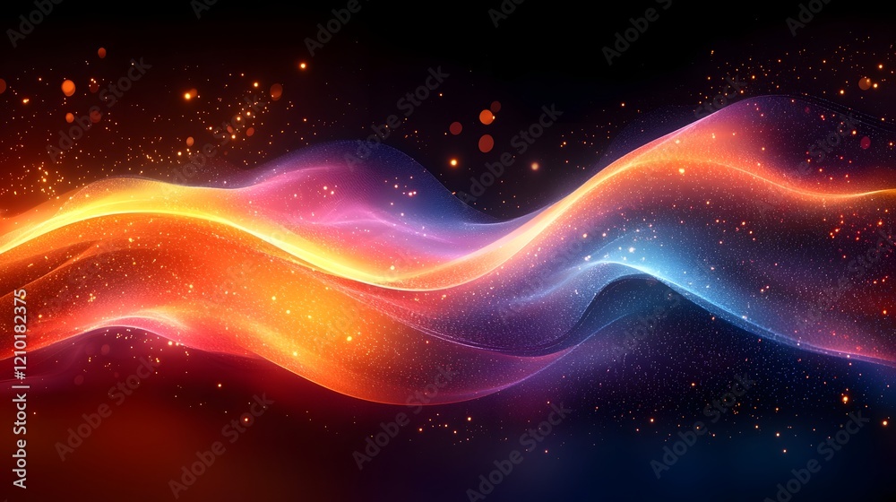 Aufkleber Mesmerizing abstract image featuring dynamic flowing waves of vibrant luminous colors and lights in a futuristic