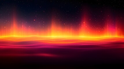 Obraz premium Breathtaking abstract background featuring vibrant horizontal light lines glowing softly against a blurred gradient of dark orange and black colors creating a dynamic ethereal