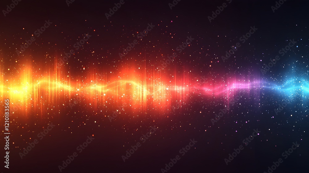 Aufkleber Luminous Abstract Waves of Vibrant Colorful Glow Against Moody Cosmic Gradient   Soft blurred background with horizontal glowing stripes in a dynamic