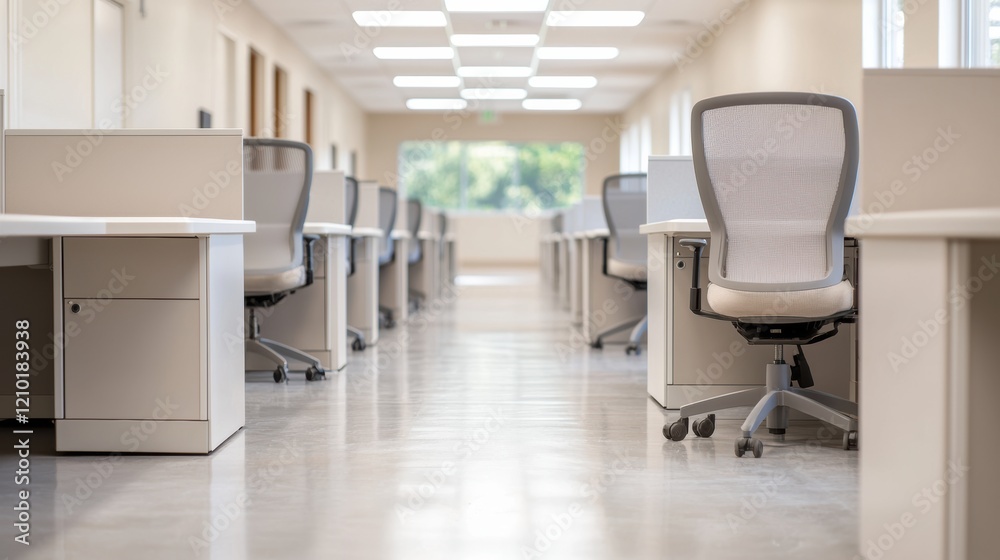 Aufkleber empty modern office desks and chairs creating a spacious work environment