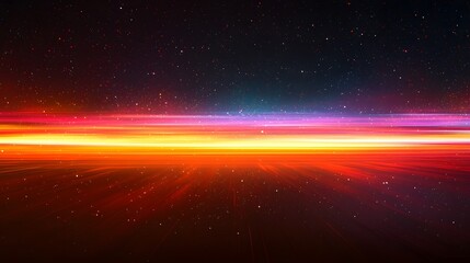 Obraz premium Mesmerizing Glowing Stripes in Dynamic Motion on Dark Atmospheric Background Colorful flowing horizontal lines create a captivating and ethereal visual experience