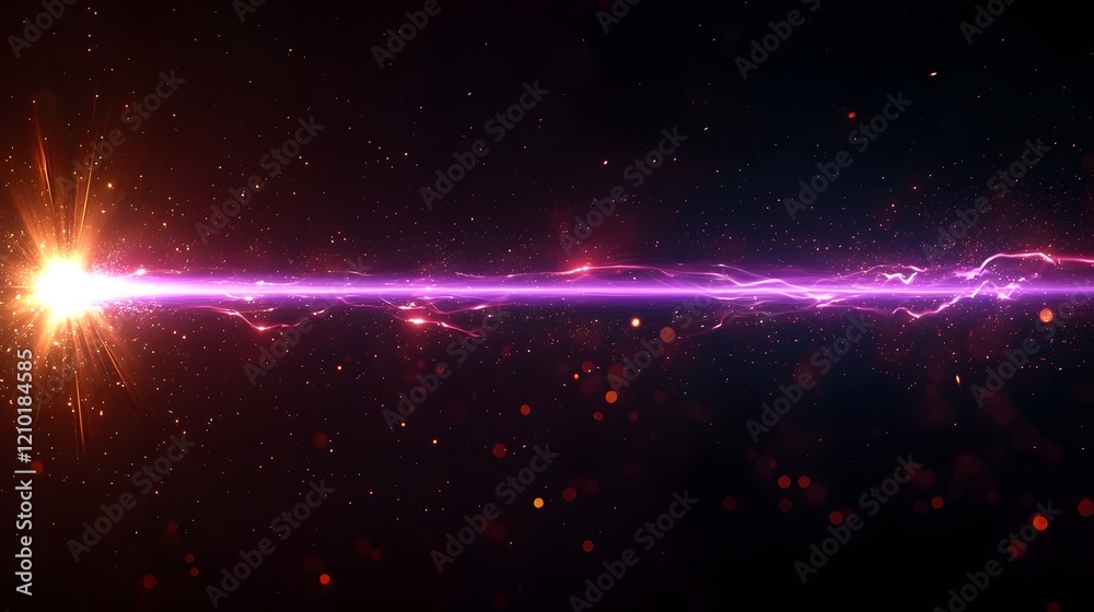 Leinwandbilder vibrant purple laser beam cutting through a dark black backdrop enhanced by striking flare effects a